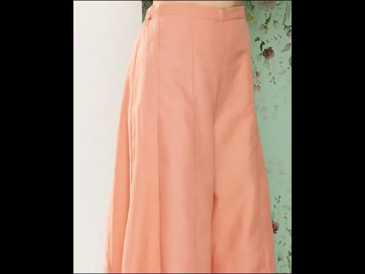 Peach-coloured solid Top with Palazzos - Cotton blend (5)