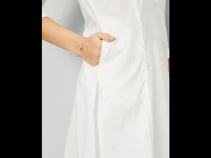 Ethnic Motifs Yoke Design Thread Work Cotton Kurta -  Cotton (2)