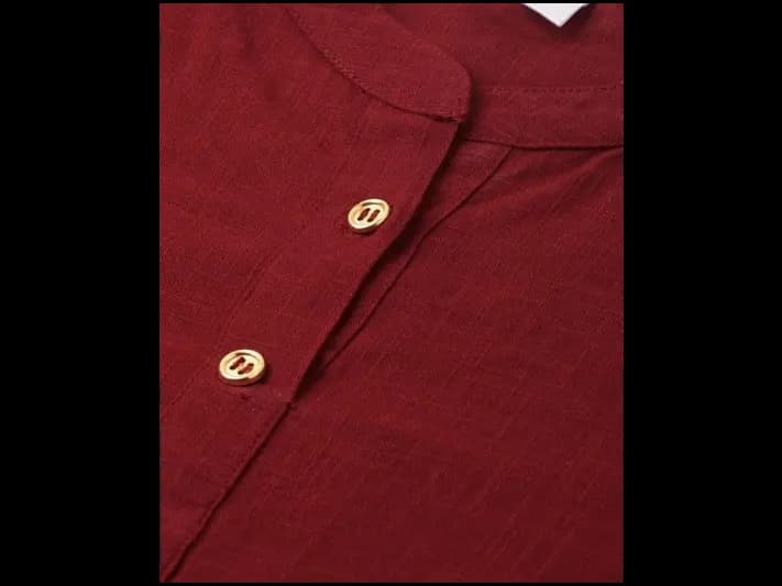 Mandarin Collar Roll-Up Sleeves Pure Cotton Straight Kurta With Printed Palazzo (3)