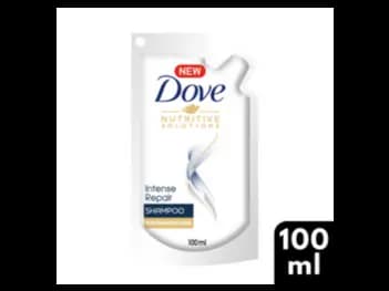 Dove Intense Repair Shampoo Pouch 100ml - A nourishing formula enriched with fibre actives, Strength against hair breakage