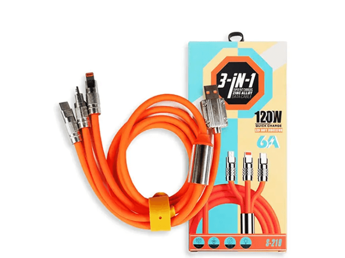 3in1 Super Fast Charging Cable 120W 6A Zinc Alloy Cable