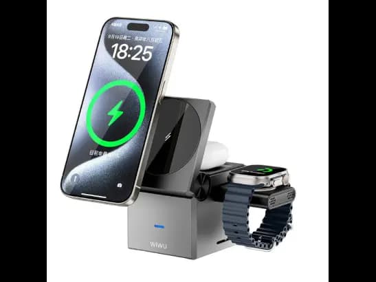 Wiwu WI-W030 Small Square 3 in 1 Wireless Charger - Elegant Design, Strong Structure Single Connection, Multi Charging 3-in-1 Charging with 6 months warranty