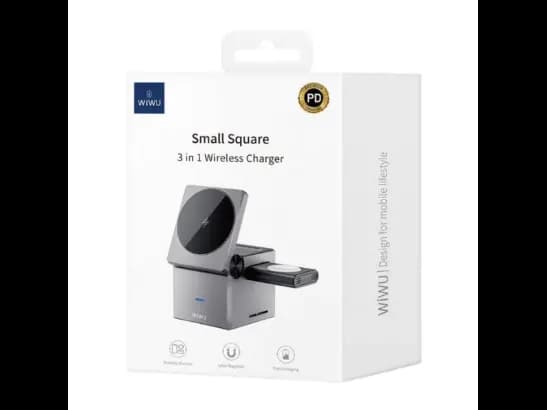 Wiwu WI-W030 Small Square 3 in 1 Wireless Charger - Elegant Design, Strong Structure Single Connection, Multi Charging 3-in-1 Charging with 6 months warranty (5)