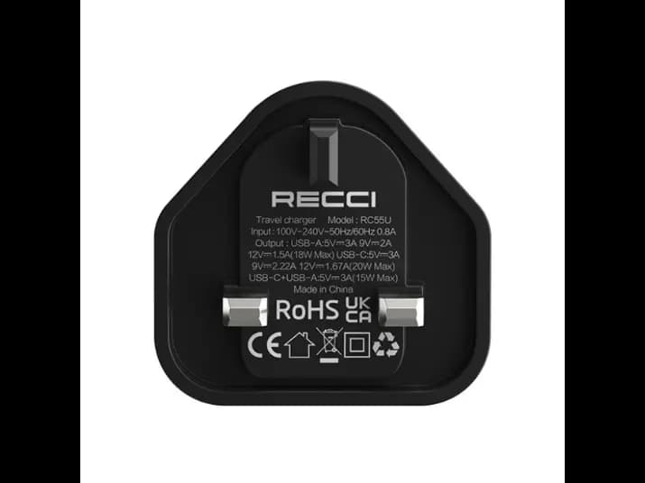 Recci RC55U PD 20W Fast Charger Black with 3 month warranty (3)
