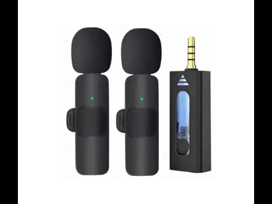 K35 3.5mm Dual Wireless Microphone - Auxiliary 3.5mm receiver port , 20-meters of accessible reception , 80mAh battery capacity , 5-hours battery life