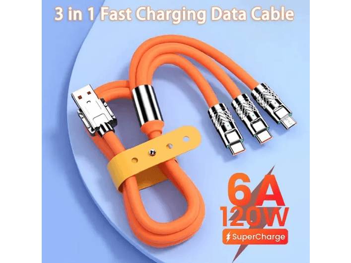 3in1 Super Fast Charging Cable 120W 6A Zinc Alloy Cable (4)
