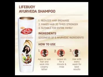 Lifebuoy Ayurvedic Care Shampoo 175ml - featuring five key Ayurvedic ingredients: Seenidda, Aralu, Nelli, Aritha, and Kikiridiya (3)