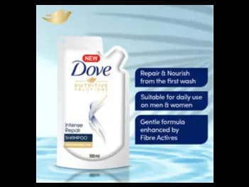 Dove Intense Repair Shampoo Pouch 100ml - A nourishing formula enriched with fibre actives, Strength against hair breakage (4)