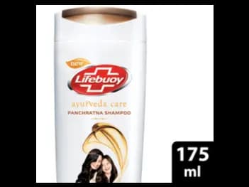 Lifebuoy Ayurvedic Care Shampoo 175ml - featuring five key Ayurvedic ingredients: Seenidda, Aralu, Nelli, Aritha, and Kikiridiya