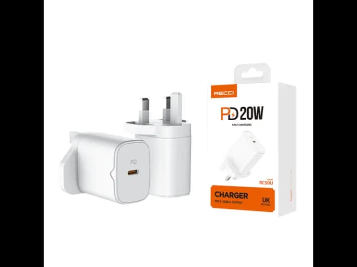 RECCI RC50UCL PD 20W FAST CHARGER KIT (COME WITH PD CABLE) - WHITE with 6 month warranty (2)