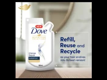 Dove Intense Repair Shampoo Pouch 100ml - A nourishing formula enriched with fibre actives, Strength against hair breakage (3)