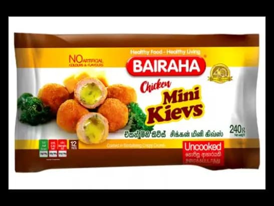 Bairaha Chicken Mini Kievs 240g - Crumbed chicken balls battered with  flavorsome cream cheese, herbs and spices  to be served as a perfect option for a quick  snack