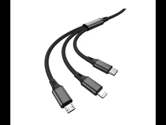 Aspor AC-23 Aluminum Alloy 3-in-1 Charging Cable - Charging & Data Transmission , Stable, safe, and Fast charging support , Stable voltage 3.0A, 1M Cable (2)