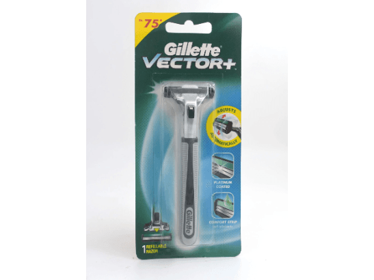 Gillette Vector Razor - Two blades for a precise and smooth shave , Lubricating strip  , Durable handle