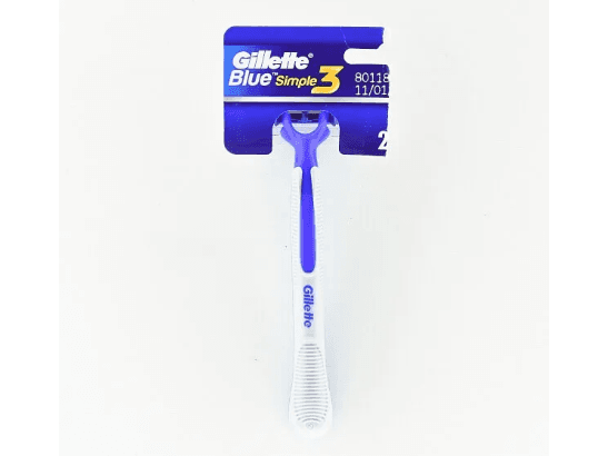 GILLETTE SIMPLE 3 RAZOR - Lubrastrip , 3 spring mounted blades , Improved ultragrip handle , Fixed Head