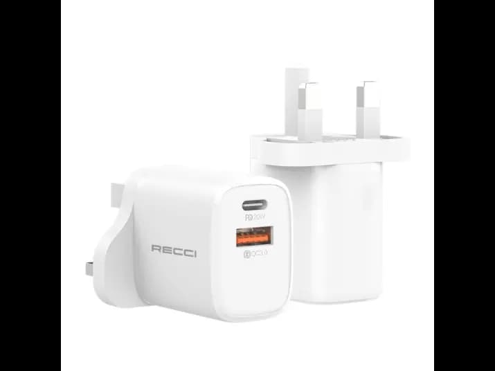 Recci RC30U 20W Travel Fast Charger - white with 3 month warranty