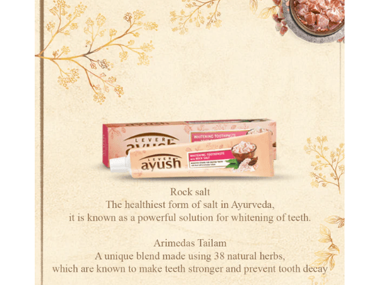 Ayush Whitening Toothpaste 110g - With the natural goodness of Rock Salt and Arimedas Tailam (3)
