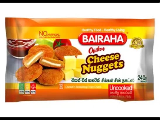 Bairaha Chicken Cheese Nuggets 240g - Crumbed chicken balls battered with  flavorsome cream cheese to be served as a  perfect option for a quick snack