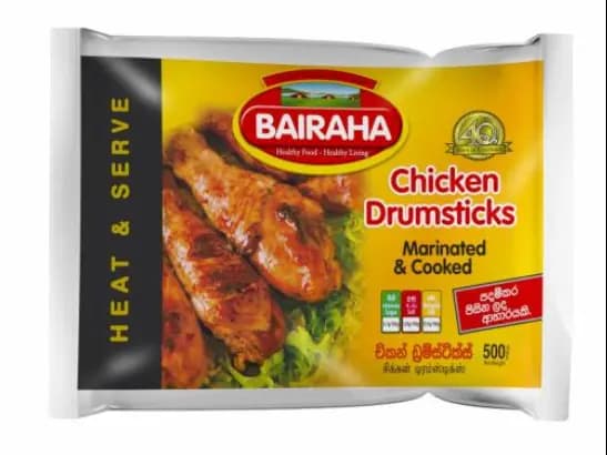 Bairaha Marinated Chicken Drumsticks 500g - Incredible assortment of flavorful precooked marinated chicken drumsticks that  is ready to be served as a delicious meal
