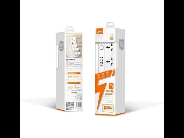 LDNIO SC5415 2500W 5-AC 1-Type-C 3-USB Power Extension Cord Adapter