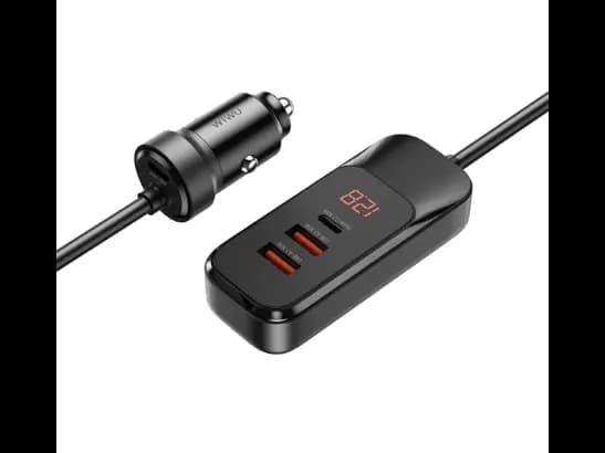 Wiwu WI-QC015 Extend Car Charger Dual USB-A Dual USB-C 120W - The shell adopts V0 fireproof , Over-voltage protection , Over-temperature protection with 6 Month Warranty (2)