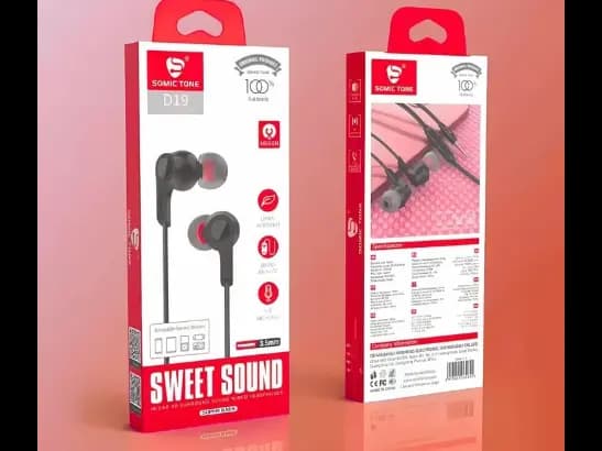 SOMIC TONE D19 HANDFREE - LIGHT IN WEIGHT , HD MIC CALL with IN-EAR 9D SURROUND SOUND WIRED HEADPHONES (2)