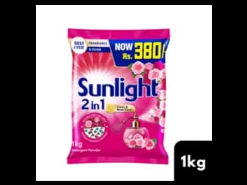 Sunlight Clean and Rose Fresh Detergent Powder 1kg - long–lasting Rose Fragrance