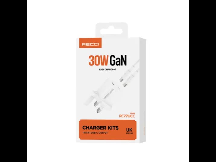 Recci RC77UCC 30W GaN Fast Charger white with 3 month warranty (4)