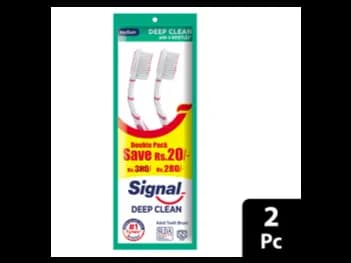 Signal Toothbrush Deep Clean Double Pack - V- shape bristles effectively clean deep in between teeth and your tongue