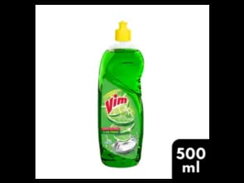 Vim Dishwash Liquid 500ml - Turbo de-greasing lime formula