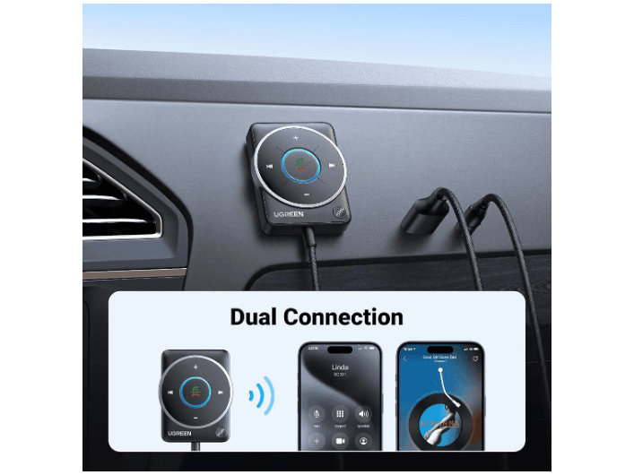 UGREEN 35002 Aux Bluetooth 5.4 Receiver Adapter For Car Noise Cancellation (2)
