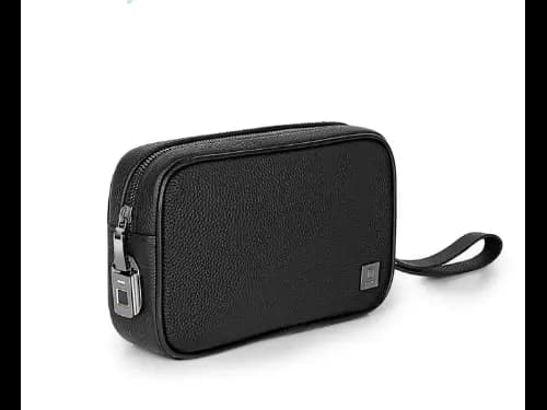 WIWU MASTER GENIUNE LEATHER FINGERPRINT LOCK POUCH BLACK - genuine leather , Anti-theft fingerprint lock , with detachable waist band