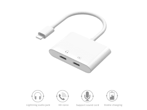 WIWU Audio Converter Lightning to Dual Lightning LT01 Plus -  2 Lightning Inputs , Small and Compact ,  Easy to carry , Durable Anti-Wear Material