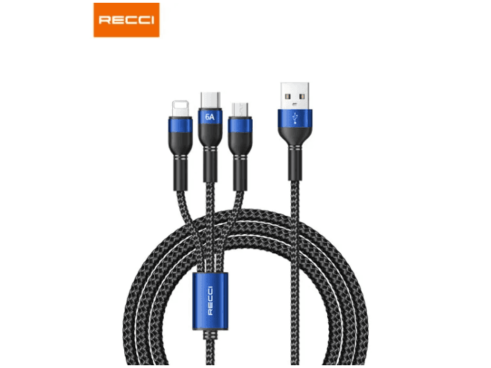 RECCI RTC-T12 3 IN 1 TYPE-C (6A) LIGHTNING MICRO USB CABLE 1.2M (2)