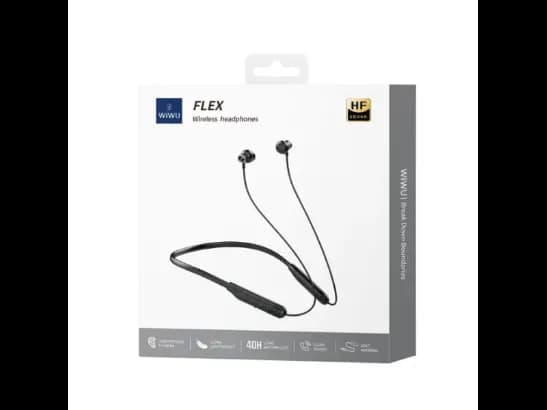 Wiwu GB05 Flex Wireless Neckband Black - Battery: 400mAh , Charging time 3hours , Working Time: 40H for phone call, 40h for music play; Standby time 400H with 6 Month Warranty (4)