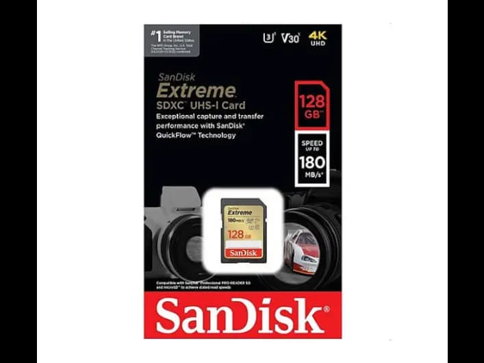 SanDisk Extreme 128GB 180MBS SDXC Memory Card with1 Years Warranty (2)