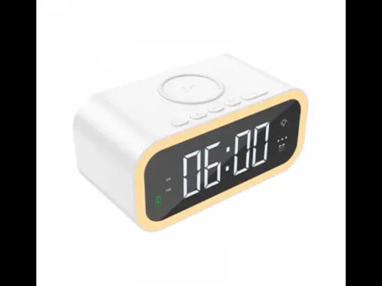 Wiwu Wi-W015 15W Wireless Charger With Digital Alarm Clock  White - 15W fast wireless charging , Alarm clock independent setting , Two colors lights to switch  with 3 Month Warranty (2)