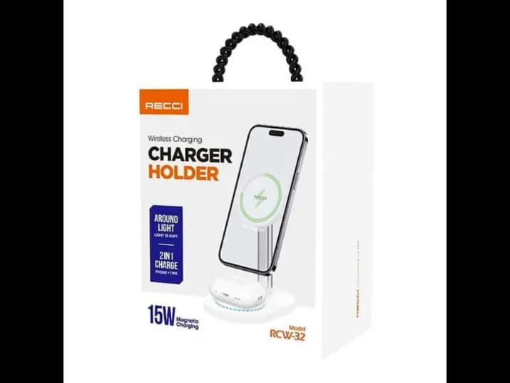 Recci RCW-32 15W Wireless Charger Holder White with 3 month warranty (3)