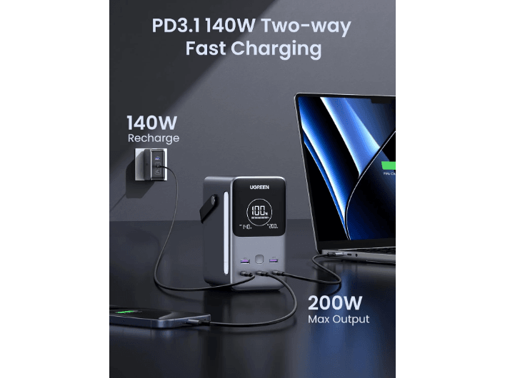 UGREEN 25286 Portable Charger 48000mAh 300W Power Bank 5 Ports USB C with Smart Digital Display Lighting and SOS Mode (3)