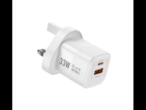 Wiwu WI-U008 33W Gan PD+QC 3 Pin White - Efficient Charging Technology , Versatile Compatibility and Connectivity , Safety First, Always   with Safety First, Always