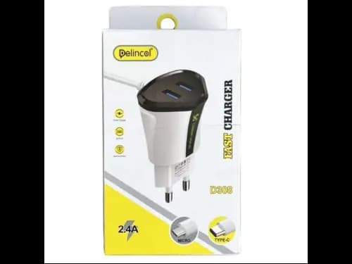 DELINCOL D308 CHARGER - QUICK CHARGER , DUAL USB CHARING PORTS , SAFE AND FAST