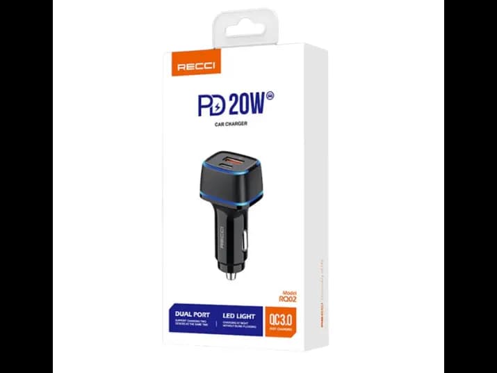 Recci RQ02 PD 20W 18W Car Charger Black - with 3 month warranty (5)
