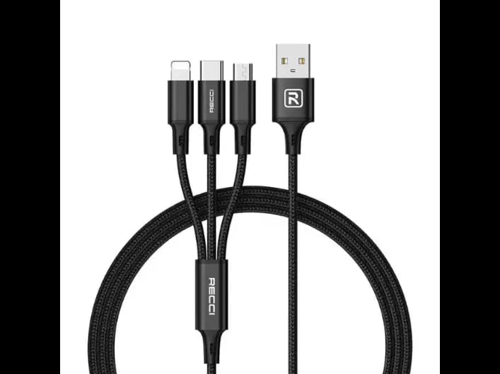 Recci RCS-D120 Fast Wind Series 3 In 1 USB-A To Lightning – Type-C – Micro Charging Data Cable 1.2M