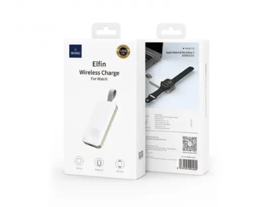 WiWU Wi-M19 Elfin Watch Wireless Charger White -  type-C interface , 1200mAh polymer battery , lue light breathing  with 6 months warranty (4)