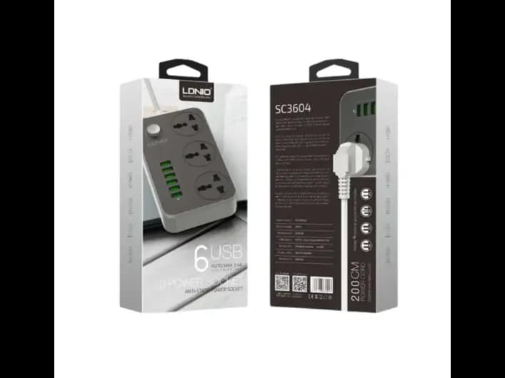 LDNIO SC3604 3 Power Socket   6 USB Extension Power Cord - 3 Months Warranty (3)