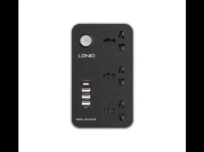 LDNIO SC3412 3 Power Socket + 20W USB-C PD + 3 USB QC3.0 Extension Power Cord - 3 Months Warranty