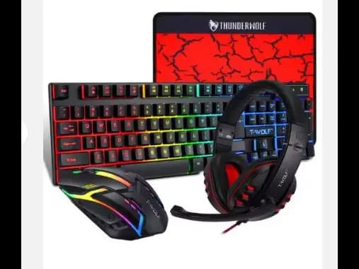YGM 4 in 1 Gaming Keyboard and Mouse Combo RGB Rainbow Backlit Gaming Keyboard and Gaming Mouse USB Wired Set (2)
