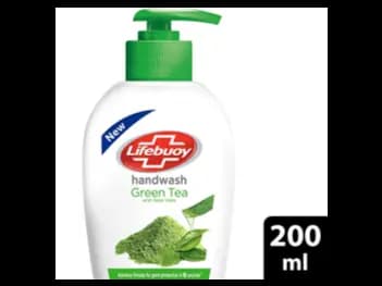 Lifebuoy Green Tea and Aloe Vera Hand wash 200ml - with active natural shield, green tea and aloe vera for germ protection in 10 seconds