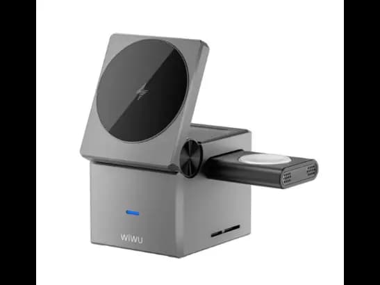 Wiwu WI-W030 Small Square 3 in 1 Wireless Charger - Elegant Design, Strong Structure , Single Connection, Multi Charging with 6 months warranty