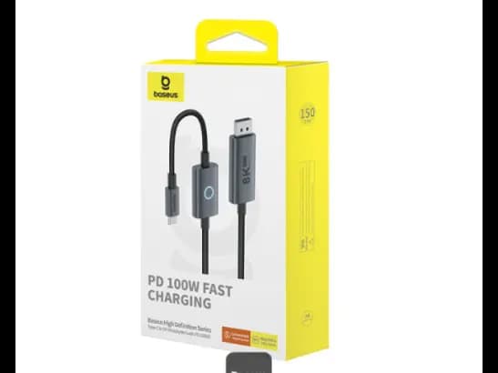 Baseus High Definition Series Type-C to DP 8K 60Hz Ultra Clarity Adapter With 100W PD Cable & ON/OFF Button 1.5M - Black (2)